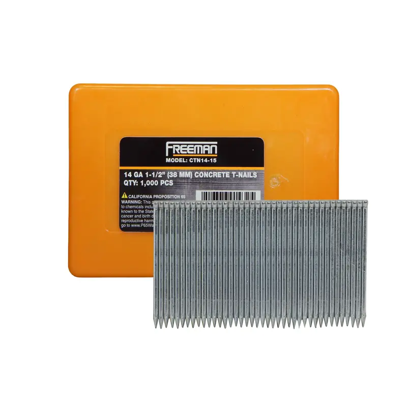14-Gauge Electrogalvanized Concrete T-Nails (1-1/2"–2-1/2") – Glue-Collated, 1000-Pack 1