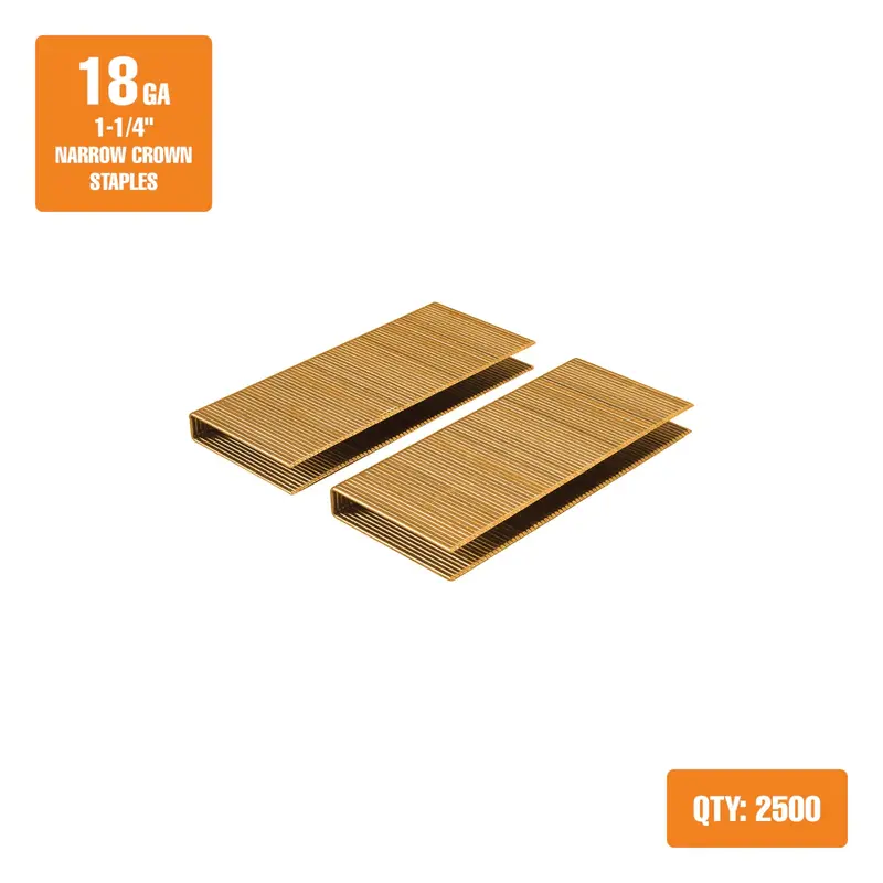 18-Gauge 1-1/4" Narrow Crown Staples (1000-Pack), Glue-Collated, Plain Packaging 1