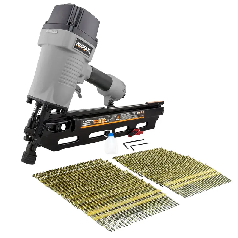 21-Degree Pneumatic Framing Nailer With 3-1/2-Inch Framing Nails 1