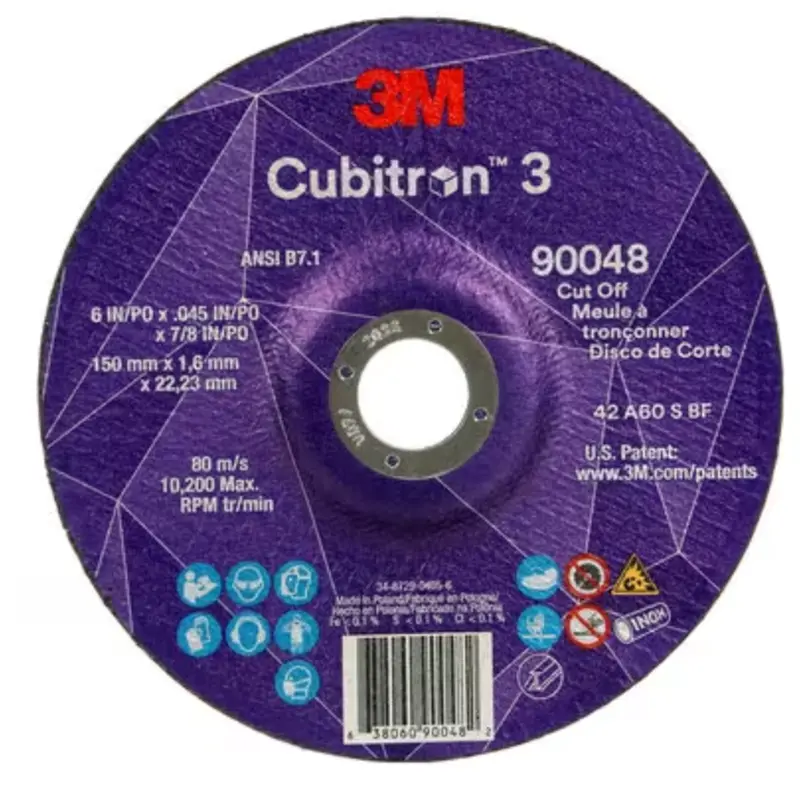 3M Cubitron Ii 6" Type 27 Cutting Wheel – .045" Thick, 7/8" Arbor, 50-Pack (90048) 1