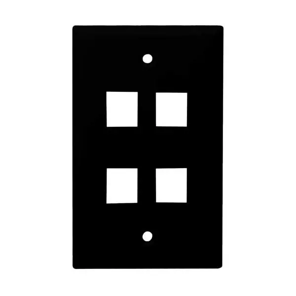 4-Port Black Flush-Mount Wallplate For Keystone Modules 1