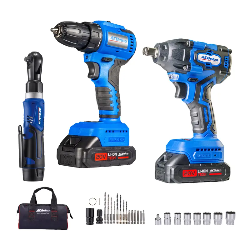 Acdelco Ari20132-K2 Dual-Voltage Kit – 20V 1/2" Impact Wrench + 12V 3/8" Ratchet Wrench 1