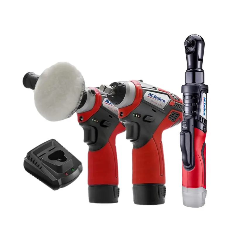 Acdelco G12 12V Mini Polisher And 3/8-Inch Impact/Ratchet Wrench Combo Kit | Dual-Battery Cordless Power Set 1