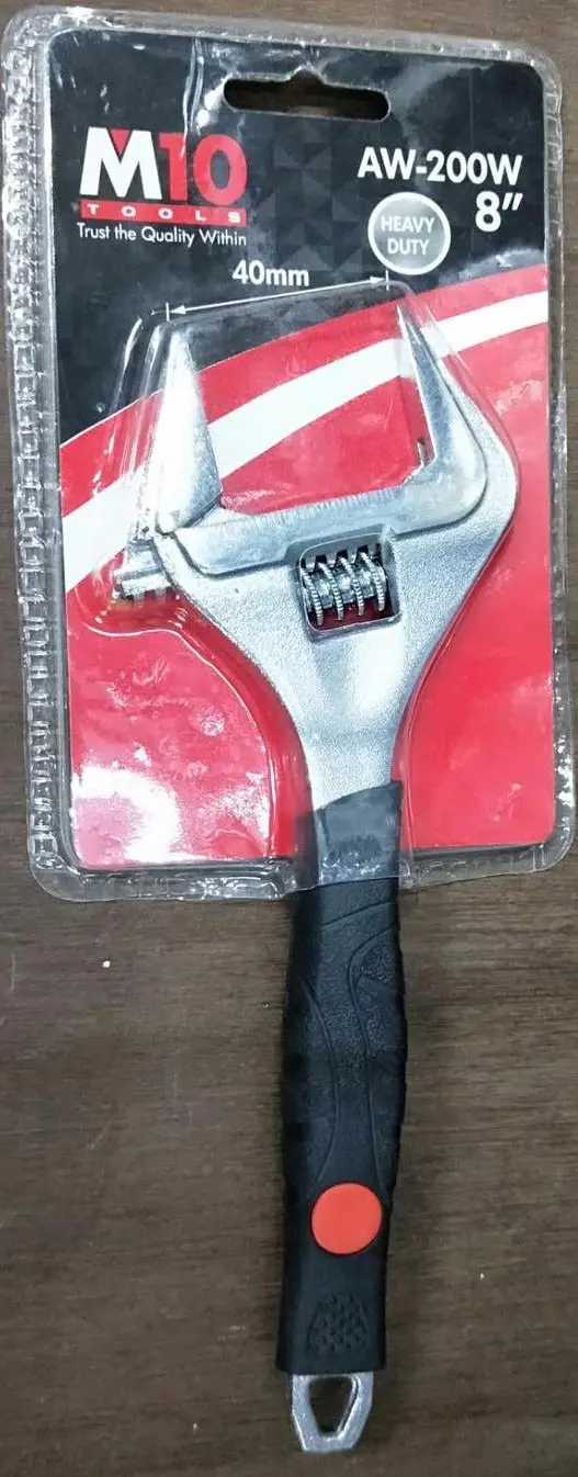 Adj-Aw200W Adjustable Wrench — 8-Inch Jaw Width, M10-Compatible 1