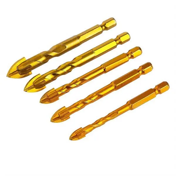 Aiko Hex-Shank Glass & Tile Drill Bits – Multi-Size Carbide-Tipped Masonry Bit Set (Gnt-A) 1