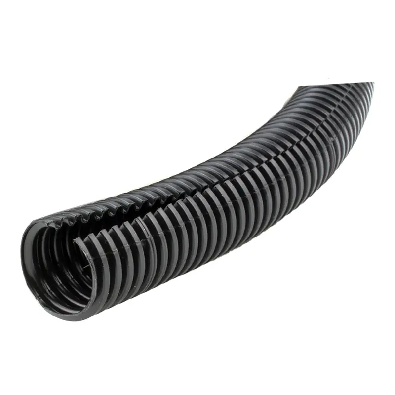 Black Slit Corrugated Cable Protection Tubing — 1.5" Id, 50-Foot Length 1
