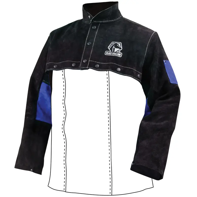 Black Stallion Color-Block Leather Cape Sleeves For Welding Protection – Model Jl1021-Bb 1