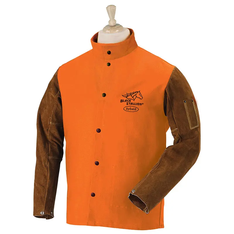 Black Stallion Fo9-30C-Bs Hi-Vis Hybrid Flame-Resistant Jacket: 9 Oz Fr Fabric & Cowhide 1