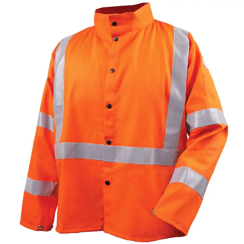 Black Stallion Jf1012-Or Flame-Resistant Cotton Jacket With Reflective Tape – Safety Orange 1