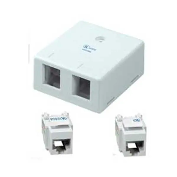 Dual-Port Cat5E Surface Mount Box With Two 8P8C Rj45 Inserts 1