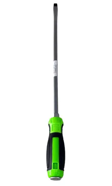 Go-Tru Dual-Size Flathead Screwdriver – 10" And 12", Green Handle, Model Sd-Ym-Tr 1
