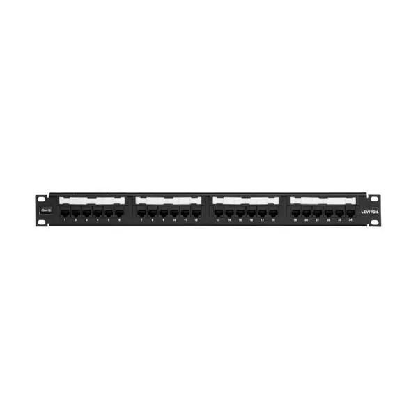 Leviton 24-Port Cat 6 Universal Patch Panel – 1Ru Rackmount With Integrated Cable Management 1