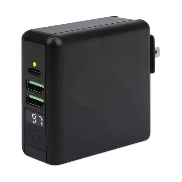 Manhattan 102452 Portable Travel Charger: 4-In-1 Wall Adapter + 8,000Mah Power Bank 1