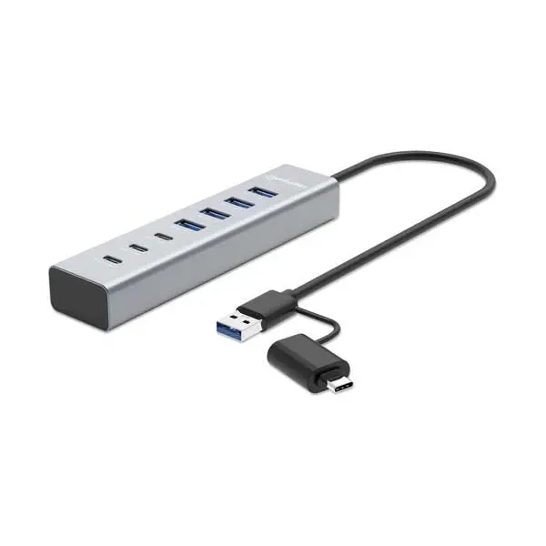 Manhattan 7-Port Usb 3.0 Hub – Hybrid Type-C And Type-A Connectivity 1