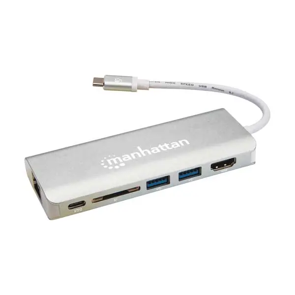 Manhattan Superspeed Usb-C Multiport Adapter With Hdmi, Usb-A, And Charging 1