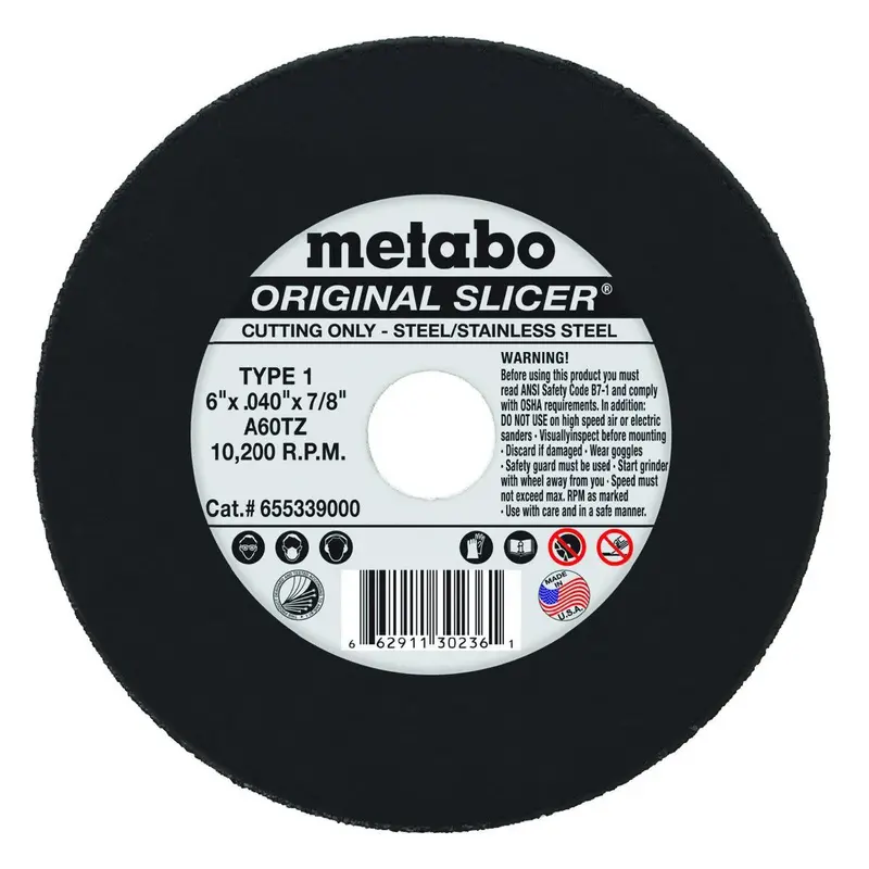 Metabo Original Type 1 Cutting Wheels – 6" X 0.040" X 7/8" Arbor, 50-Unit Pack (655339000) 1