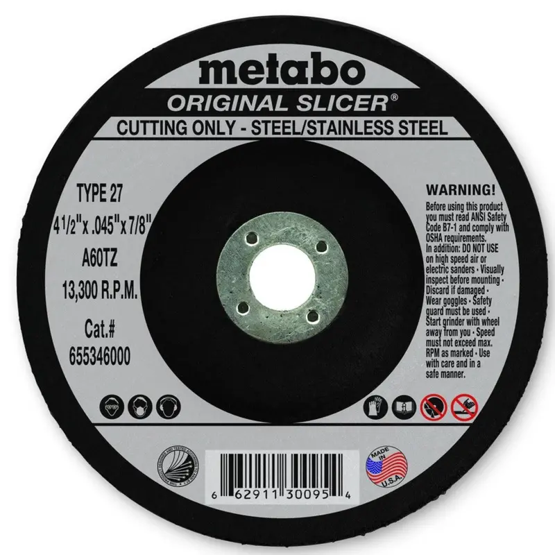 Metabo Original Type 27 Cutting Discs – 4.5" X 0.045" X 7/8" Arbor, 50-Pack (655346000) 1