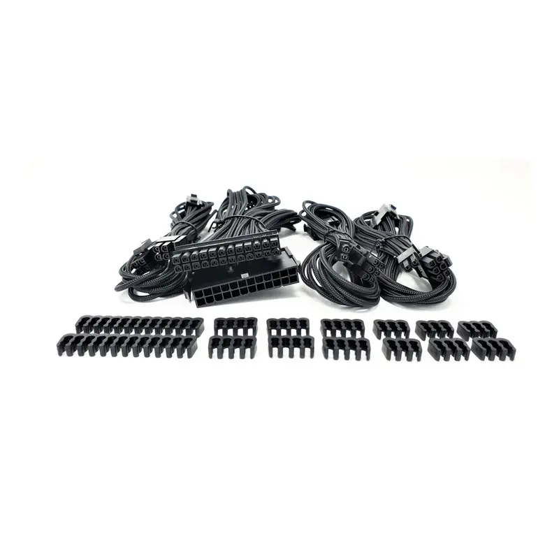 Micro Connectors F04-240Bk-Kit — Black Sleeved Psu Cable Extension Kit For Custom Builds 1