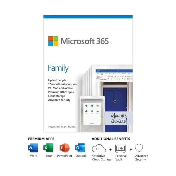 Microsoft 365 Family – 12-Month Subscription With 6 User Licenses, Cloud Apps, And 1Tb Onedrive Per User 1