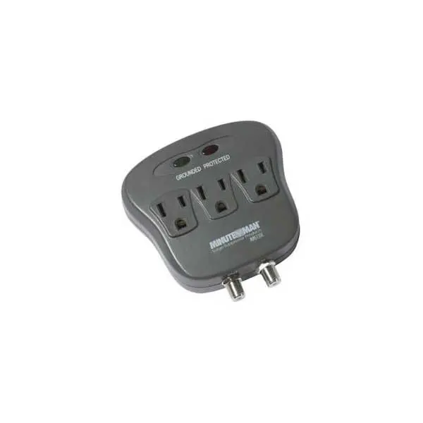 Minute-Man 3-Outlet Surge Protector With Coaxial Cable Protection 1