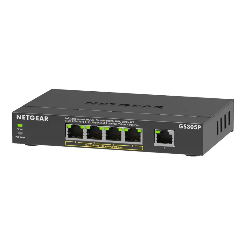 Netgear Gs305P-300Nas 5-Port Gigabit Poe+ Switch – Desktop Or Wall-Mountable 1