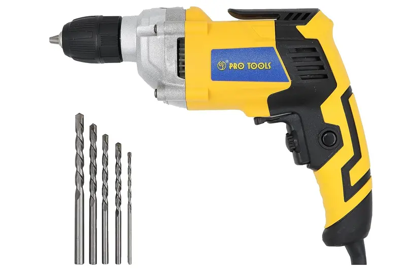 Pro Tools 1023-A 600W Impact Drill With 5-Bit Set – Keyless Chuck, Dual Mode, Copper Motor 1