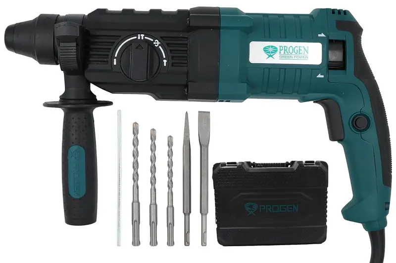 Progen 9226-Hg 26Mm Rotary Hammer Drill – 980W, 1300 Rpm, 5-Bit Kit For Concrete, Metal & Wood Applications 1