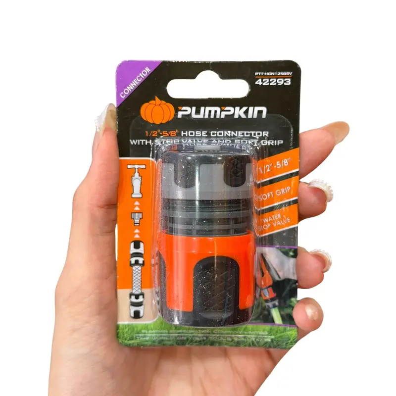 Pumpkin Pm42293 Rubber-Coated 1/2-Inch Hose Connector With Built-In Water Shut-Off Valve | Pack Of 50 1