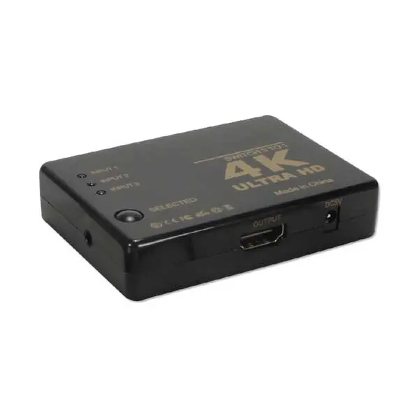 Qvs 3-Port Hdmi 4K Switcher With Ir Remote – Compact Hdcp-Compatible Selector 1