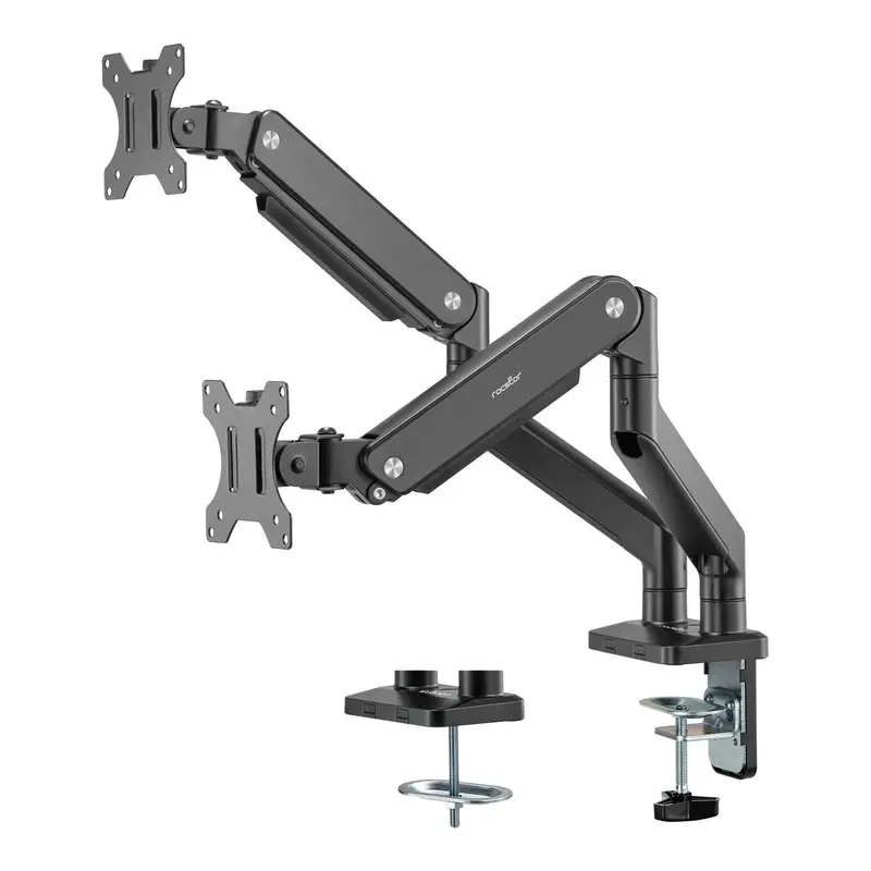 Rocstor Y10N012-B1 Ergoreach Ed2 Dual Monitor Arm – Premium Articulating C-Clamp/Grommet Mount For Two 32" Screens 1