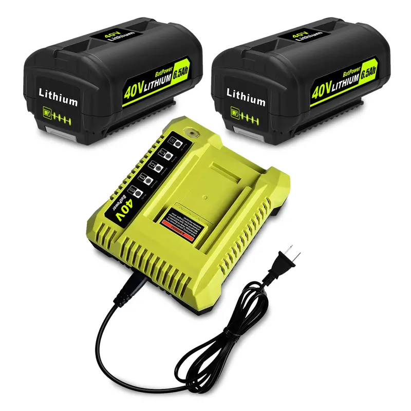 Ryobi 40V 6.5Ah Dual-Battery Lithium Power Kit With Fast Charger – Op401 Series, Supports 3–6Ah Batteries 2