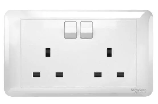 Schneider A3Gt25-We-G2 13A Twin-Gang Switched Socket With Integrated Outlets 1