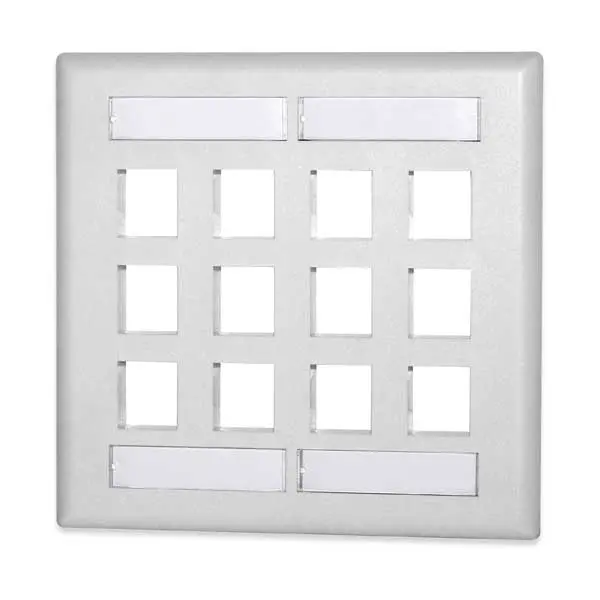 Signamax Kwp-12Wi White 12-Port Double-Gang Keystone Wallplate With Labeling Windows 1