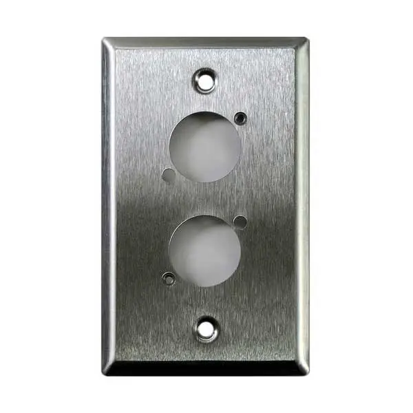 Single-Gang Stainless Steel Faceplate – Dual-Hole Mounting Configuration 1