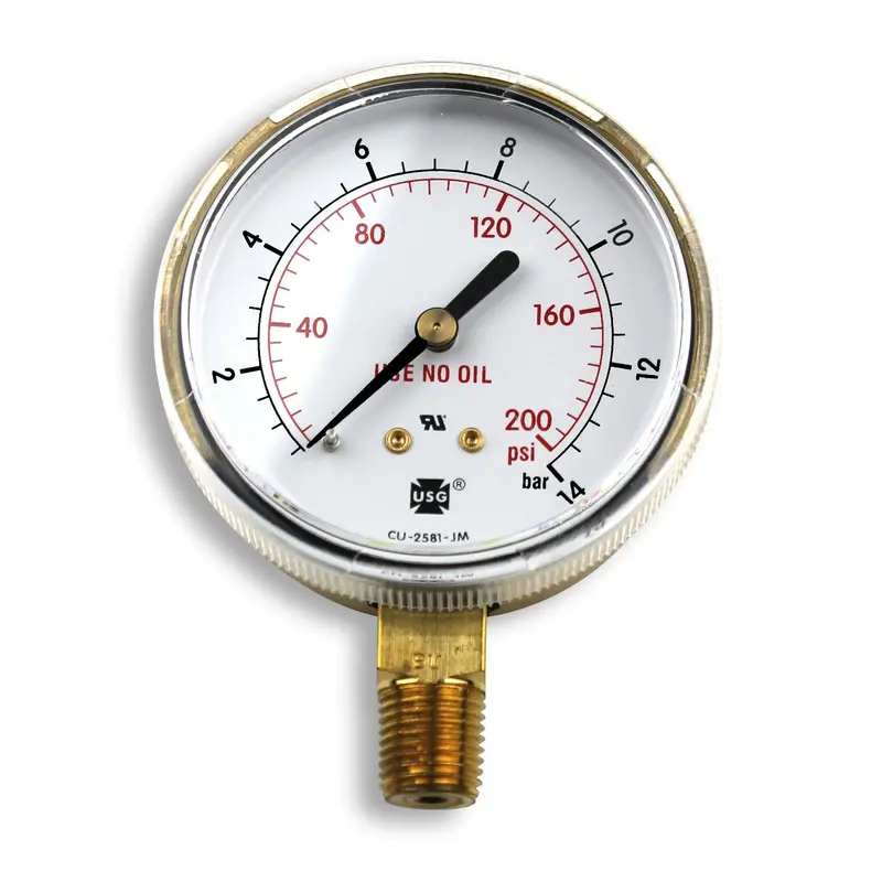 Smith 2.5-Inch Pressure Gauge – 200 Psi Range, Dual-Scale (Ga033-07) 1