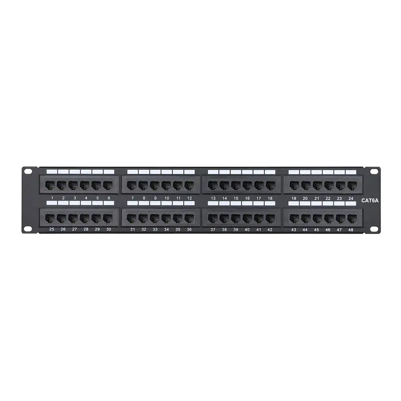 Sr Components C6App48 Cat6A Patch Panel – 48-Port, 2Ru Rackmount Idc Termination 1