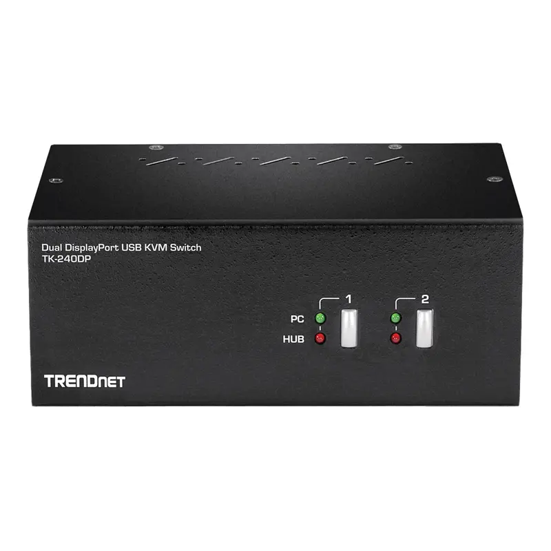 Trendnet Tk-240Dp Dual-Monitor Kvm Switch – 2-Port Displayport 4K Support For Seamless Multi-Display Control 1