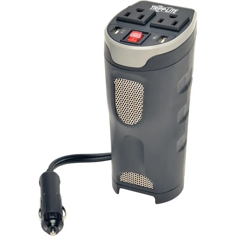Tripp Lite 200W Cup Holder Car Inverter – 12V Dc To 120V Ac With Usb Charging & Dual Outlets 1