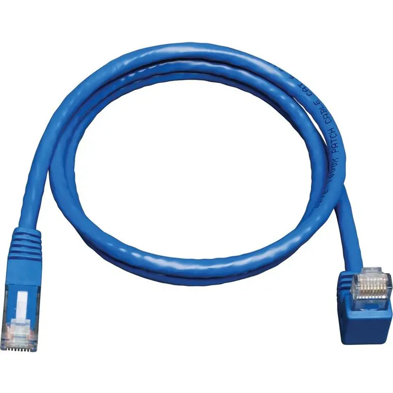 Tripp Lite 5Ft Cat6 Right-Angle-To-Straight Blue Patch Cable 1