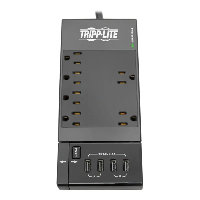 Tripp Lite Tlp66Usbr: 6-Outlet Surge Protector With 4 Usb Ports (1080J) 1