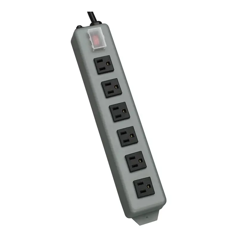 Tripp Lite Waber 6-Outlet Metal Power Strip – 120V, Right-Angle Plug, 15-Foot Cord 1