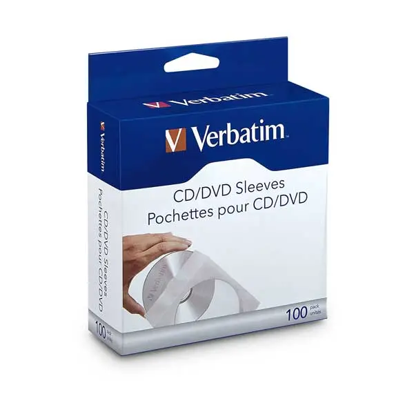Verbatim 100-Pack Cd/Dvd Paper Sleeves Featuring Clear Viewing Windows 1