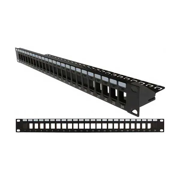 Vertical Cable 24-Port 1U Blank Keystone Patch Panel With Integrated Cable Management | Model 043-382/24/1U 1