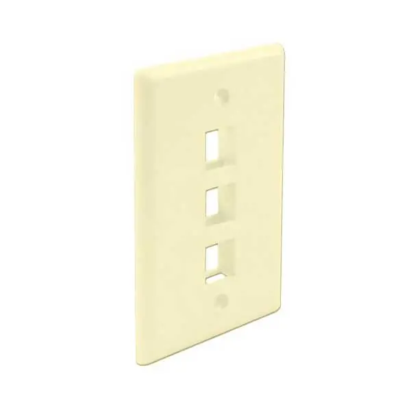 Wavenet 3-Port Flush-Mount Keystone Wallplate – Compact Ivory Single-Gang Faceplate 1