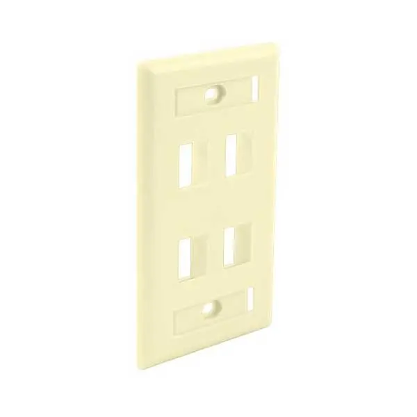 Wavenet 4-Port Labeled Keystone Wallplate – Single-Gang Ivory Faceplate With Labeling Slots 1