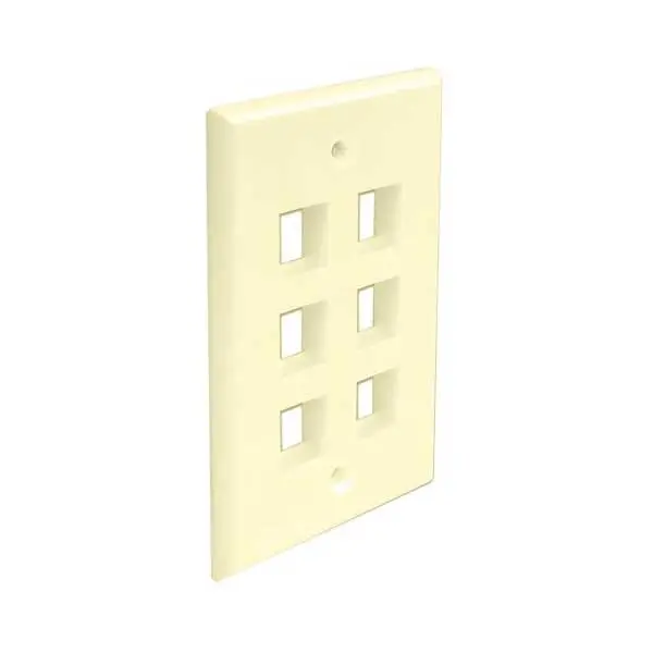 Wavenet 6-Port Flush-Mount Keystone Wallplate – Single-Gang Ivory Faceplate 1