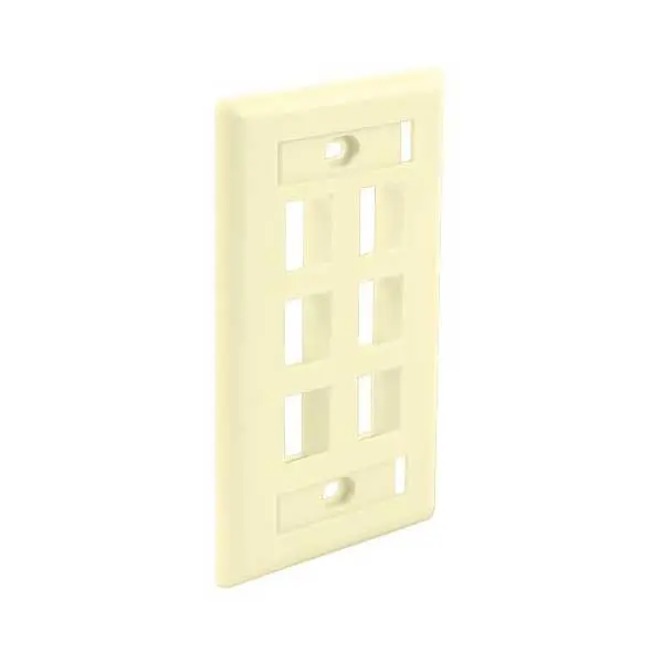Wavenet 6-Port Labeled Keystone Faceplate – Ivory Flush-Mount Wallplate With Label Windows 1