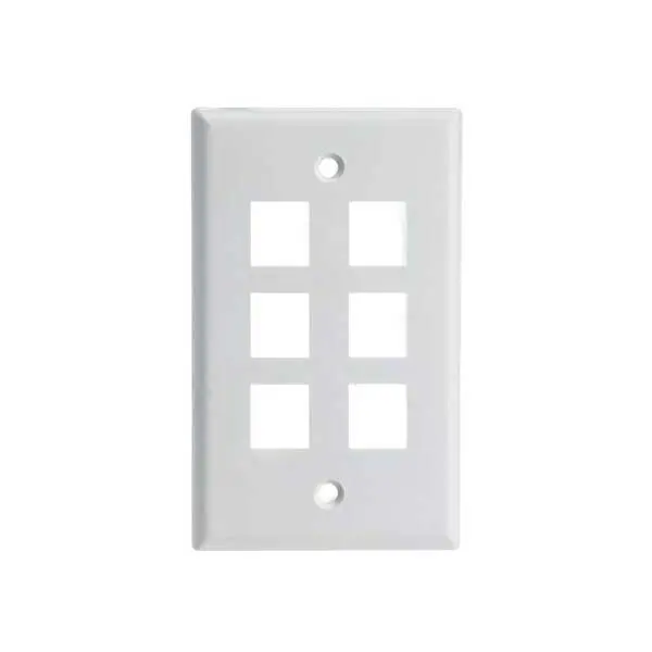 Wavenet Fp06Pwh-S White 6-Port Flush-Mount Keystone Wallplate 1