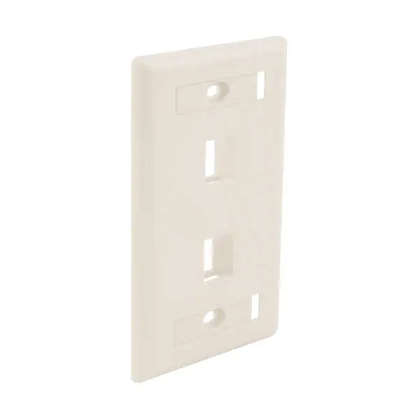 Wavenet Ivory 2-Port Flush-Mount Keystone Wallplate With Labeling Windows 1