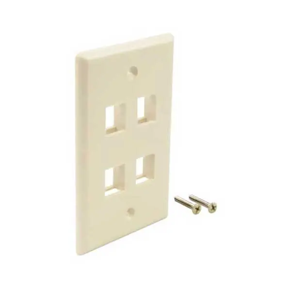 Wavenet Ivory 4-Port Single-Gang Flush-Mount Keystone Wallplate 1